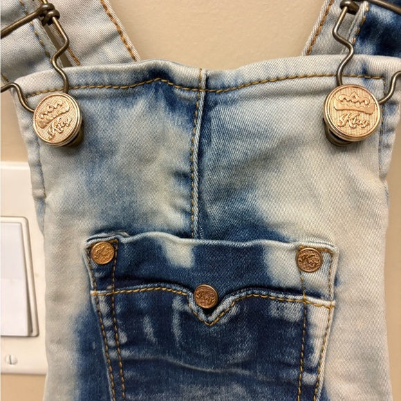Marin kiog distressed denim jeans overalls mini dress women's size XS - Picture 3 of 9